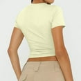 thumbnail image 5 of LISTHA Womens Summer Crop Tops Short Sleeve Tight Workout Crew Neck Tees Y2k Going Out Summer Shirt cream color XL, 5 of 7