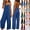 Army Green, variant on Womens Jumpers and Rompers,Fashion Women Casual Comfy Solid High Waist Linen Loose Straight Solid jumpsuit Wine XL