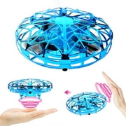 Hand Operated Drones for Kids & Adults, ZIOBLW Super Fun & Easy Hands Free Mini Drone Helicopter (2 Speed & LED Light), Indoor Flying Ball Toys Gifts for 6 7 8 9 10 - Blue
