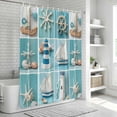 thumbnail image 6 of Coastal Ocean Bathroom Shower Curtains with 12 Hooks Polyester Waterproof Shower Curtain for Stalls and Bathtubs Nautical Lighthouse Blue Wooden Decorative Bathroom Privacy Curtain 72x78 Inches, 6 of 9
