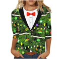 thumbnail image 2 of Pntutb - Camiseta holgada con estampado de moda para mujer, blusa de manga 3/4, cuello redondo, tops casuales Pntutb Pntutb-1844, 2 of 4