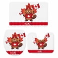thumbnail image 2 of Happy Canada Day Bathroom Rugs Set Red Maple Leaf Flag Beaver Animal Non Slip Absorbent Soft Bath Mats 3 Piece Set with Bathroom Rug, U-Shaped Floor Mat, Toilet Seat Cover Small Size, 2 of 9
