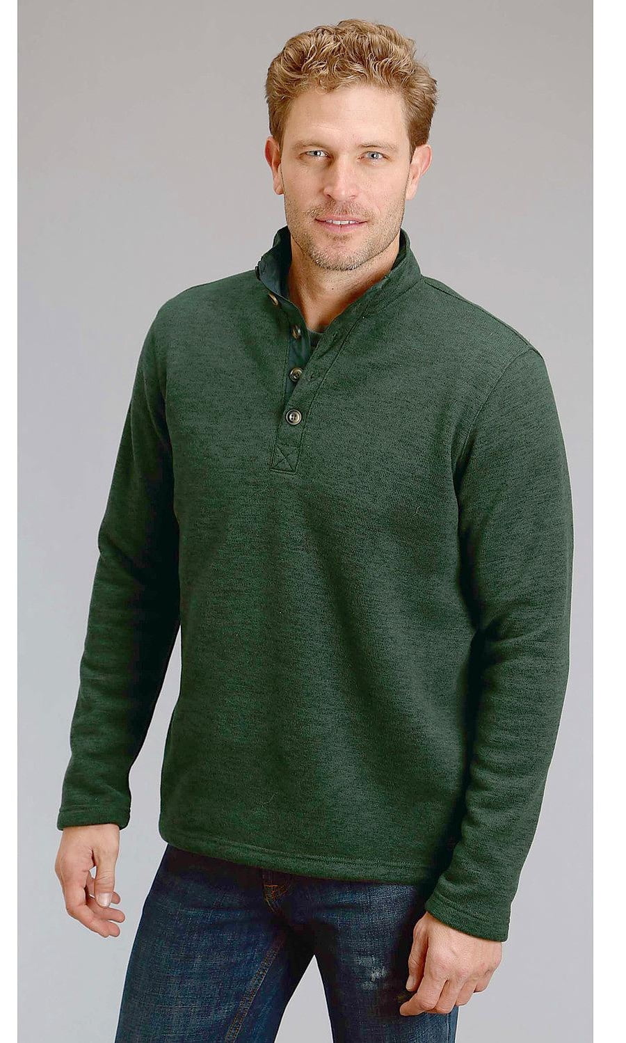 Stetson Men's Green 1/4 Button Front Sweater - 11-014-0120-0692 Gr ...