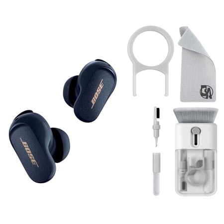 Boss - QuietComfort Earbuds II True Wireless Noise Cancelling In-Ear Headphones - Midnight Blue With Cleaning Kit BOLT AXTION Bundle Used