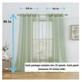 thumbnail image 2 of saney 2 Piece Semi-Sheer Voile Window Curtain Grommet Panels for Bedroom (54" W x 95" L, Sage Green), 2 of 8