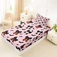 thumbnail image 4 of Homewish Spooky Pumpkin Ghost Twin Sheets for Women, Cute Coquette Halloween Bow Bedding, 3 Pieces, 1 Flat Sheet, 1 Fitted Sheet and 1 Pillowcase, 4 of 5