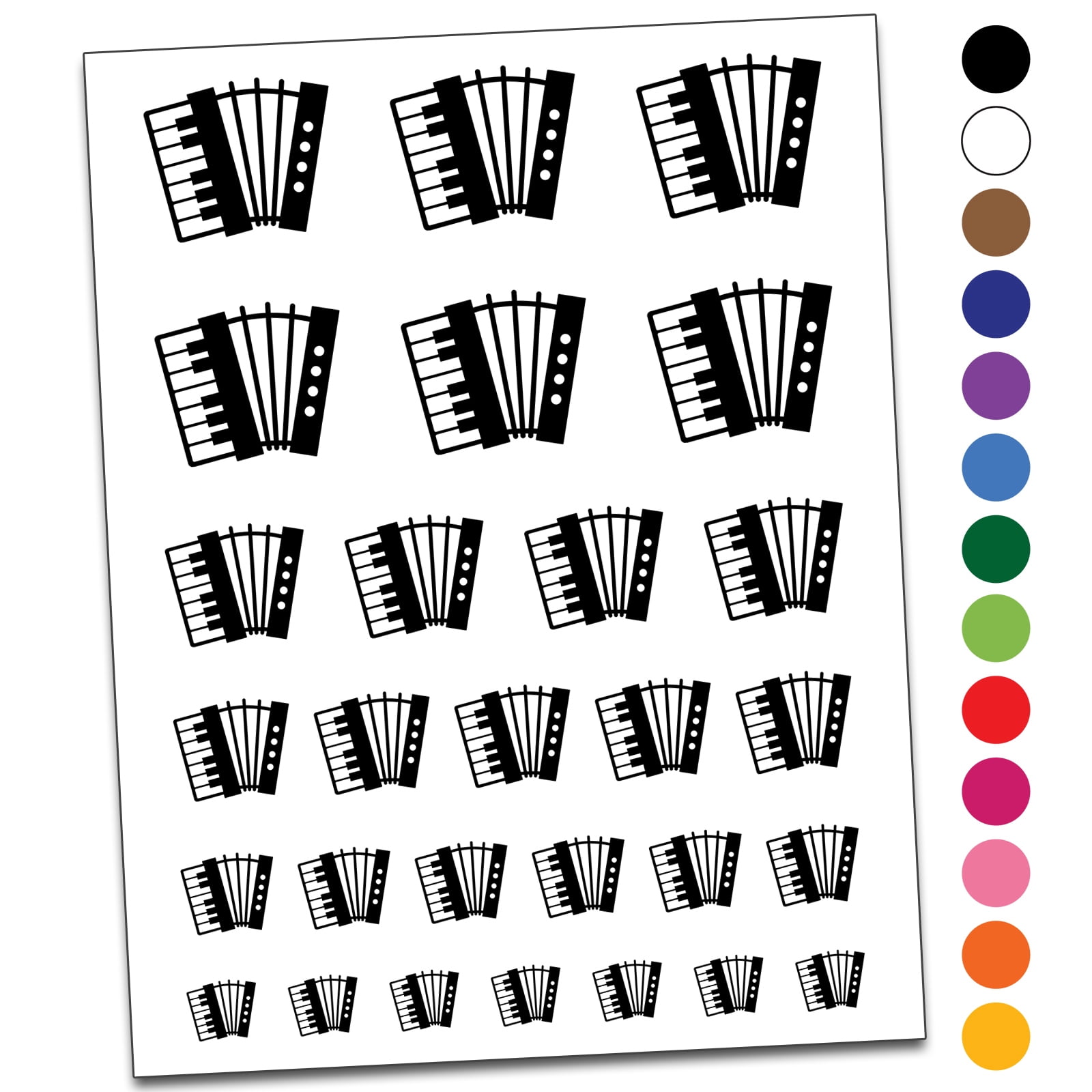 Classic Accordion Music Water Resistant Temporary Tattoo Set Fake Body ...