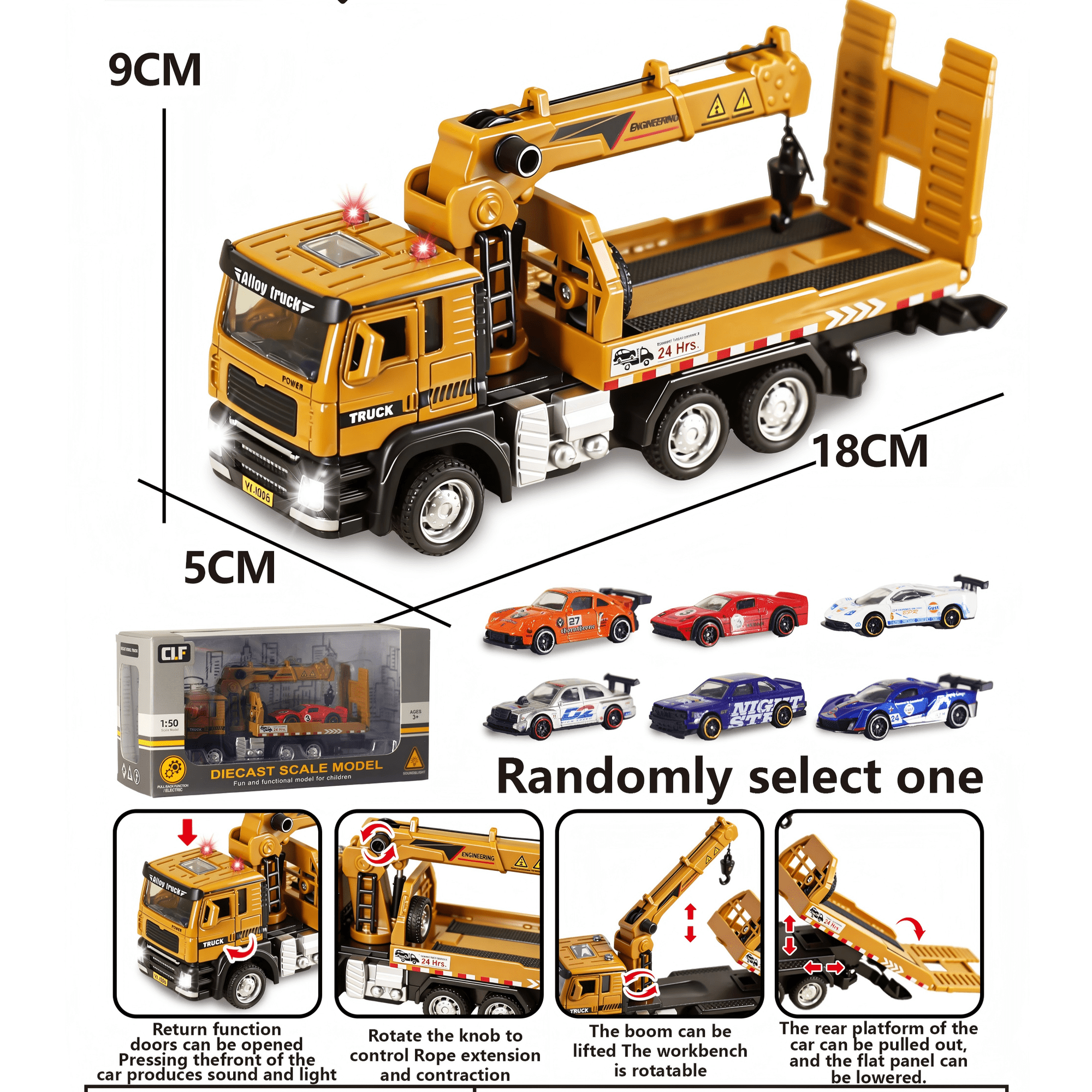 Funvip Construction Truck Toys for Boys Kids Construction Crane Toys Set with Mini Car Engineering Vehicles Christmas Birthday Gifts for Toddlers 3-8 Years