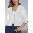 thumbnail image 3 of Women'S 3/4 Sleeve Cropped Cardigan Sweater Elegant Shrugs for Women White XXL, 3 of 5