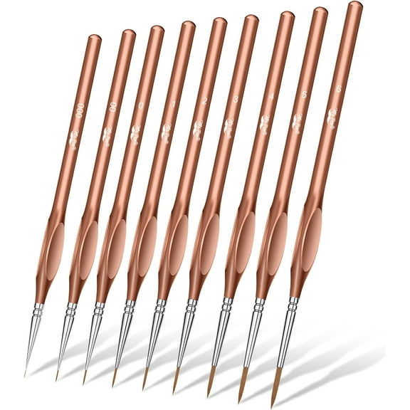 Mr. Pen- Detail Paint Brushes Set, 9 pcs, Rose Gold, Miniature Paint Brushes