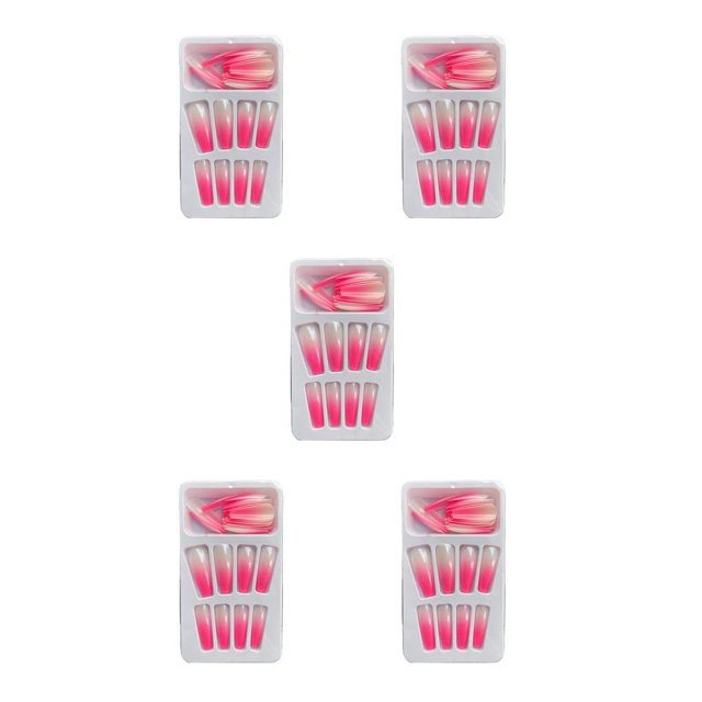 QualitChoice 1 Set French Tip Press on Nails Gradient Extra Long Tips Removable Wraps Full Cover Ballerina Salon Manicure Kit Type 1 2g glue,24Pcs jelly 5Set
