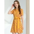 thumbnail image 2 of INSPIRE CHIC Robe Chemise à Manches Courtes avec Ceinture et Col Contrasté pour Femmes, 2 of 5