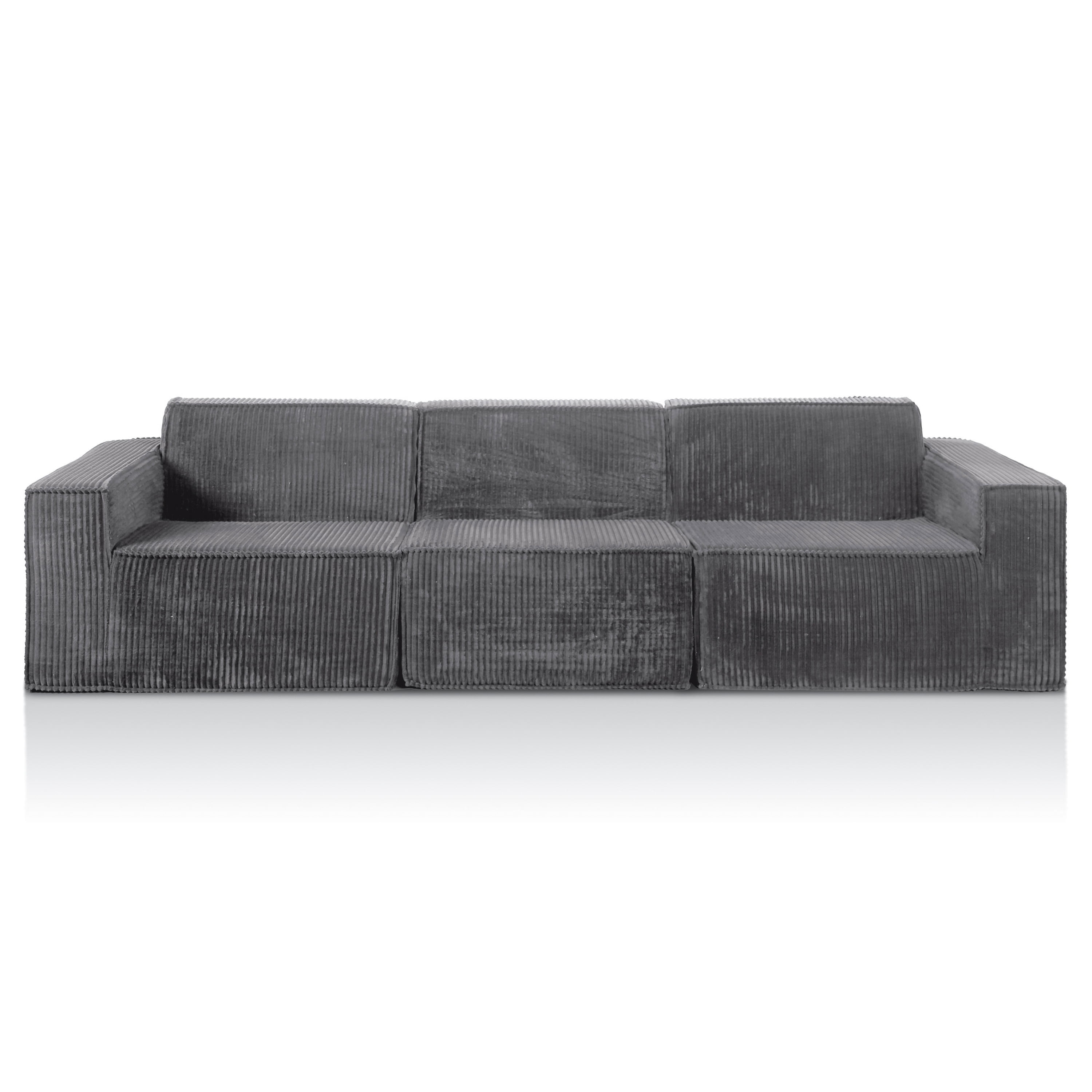 Furniture of America Solan Modern Chenille Modular Wide Track Arms Sofa, Dark Gray