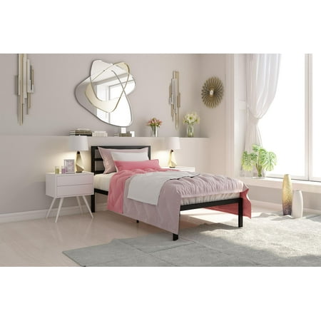 Ash Modern Bed - Signature Sleep Premium Modern Platform Bed with Headboard, Metal, Black, Multiple Sizes