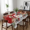 thumbnail image 6 of Red Christmas Table Cloth Waterproof Tablecloths, Snowman Xmas Tree Poinsettia Eucalyptus Tablecloth Dining Table Cover for Kitchen Party Tabletop Outdoor, Rectangle Tablecloth 52x70 Inch, 6 of 9