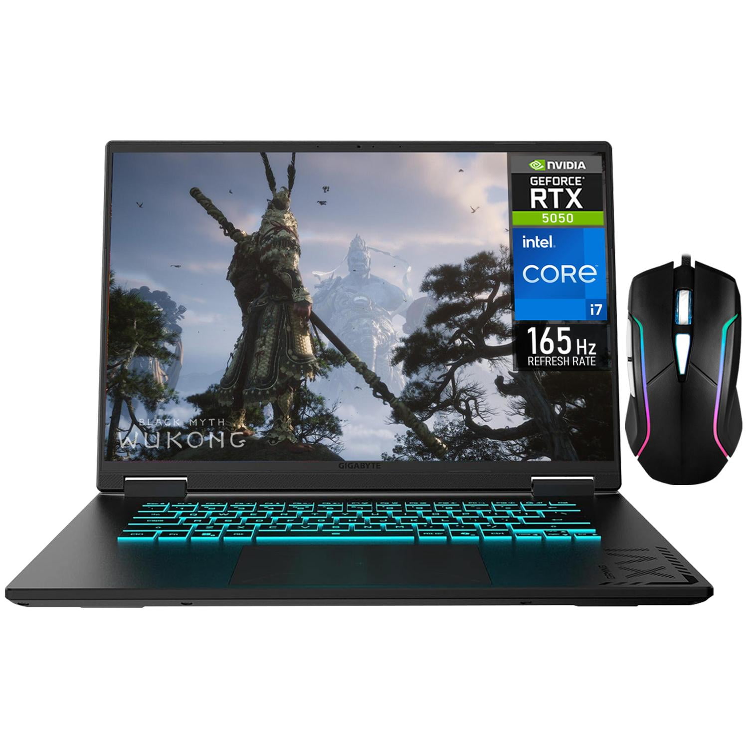 Laptop Gamer GIGABYTE Gaming A16 Nvidia GeForce RTX 5050 8GB Intel Core i7 13620H 32GB DDR5 1TB SSD Pantalla 16" IPS FHD+ 165Hz Teclado Español Mouse Gaming DXT W11H-E Diseño Gráfico y Multimedia