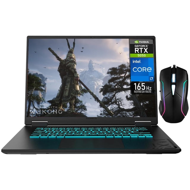 Laptop Gamer GIGABYTE Gaming A16 Nvidia GeForce RTX 5050 8GB Intel Core i7 13620H 32GB DDR5 1TB SSD Pantalla 16" IPS FHD+ 165Hz Teclado Español Mouse Gaming DXT W11H-E Diseño Gráfico y Multimedia