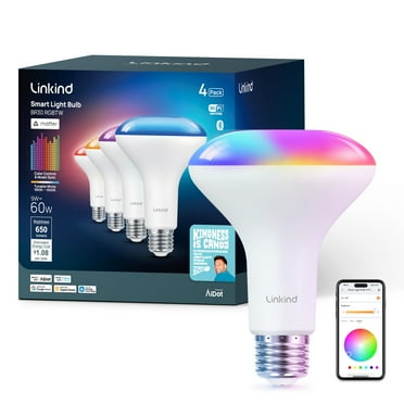 Linkind BR30 Matter Smart Light Bulb, Color Changing Smart Bulb, 9W, E26 Base, Jimmy Darts Version (4 Pack), 2025 Upgraded