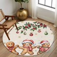 thumbnail image 2 of Round Rug 7Ft Washable Non-Slip, Gingerbread Christmas Circle Area Rugs for Living Room Bedroom, Xmas Balls Branches Farmhouse Indoor Floor Mats Carpet Runner for Home Decor Aesthetic, 2 of 8
