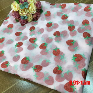 Strawberry print natural linen by the metre
