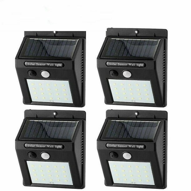 Lámpara de pared con sensor de movimiento y energía solar, impermeable, 20 LED, para exteriores, 4 unidades