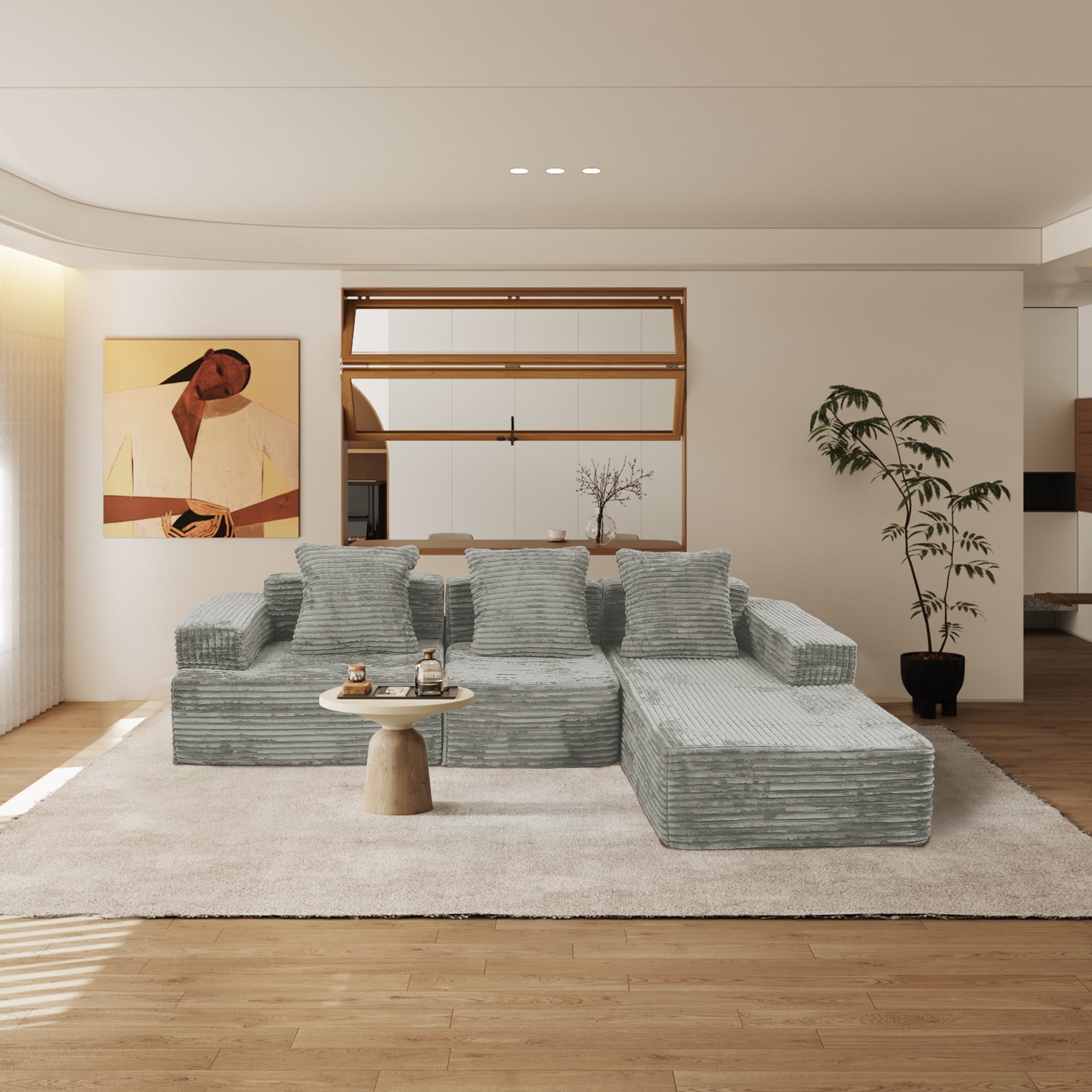 Leumius 102" Cloud Sectional Sofa with L-Shape Chaise,Modular L-Shape Sofa Couch with Chaise and Deep Seat,Upholstered Boneless Couches for Living Room Bedroom,Antique Gray