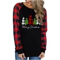 thumbnail image 4 of Frostluinai Ugly Christmas Sweaters For Women Funny Cute Printed Plus Size Pullover Shirt Christmas Clearance Items For Women Long Sleeve Christmas Print Splicing Crew Neck Pullover T-Shirt Tops, 4 of 9