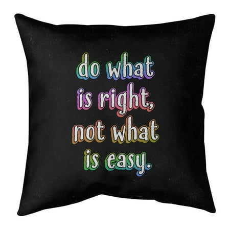 UPC: 0655172421179 | ArtVerse Quotes Do What is Right Quote Chalkboard Style Pillow (w/Rmv Insert)-Spun Poly 20 x 20 Large