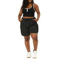 thumbnail image 2 of FAB CURVES Women's Plus Size Drawstring Elastic Waist Straight Leg Cargo Shorts 4X Black, 2 of 7