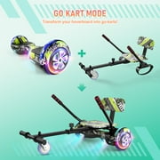 SISIGAD Hoverboard Go Kart with Bluetooth and Lights, 6.5 Hover Board with Seat, 300W Powerful Motor, 6-10mph Max Speed Electric Scooter