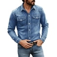 thumbnail image 3 of Fwqbns Men's Western Button Down Long Sleeve Denim Shirt, Lightweight Stretchy Fabric, Casual & Outdoor Wear, Available in Multiple Colors, 3 of 9