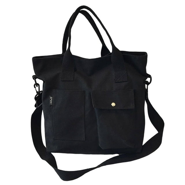 Bolso de mano de lona Bolso capacidad con bolsillos pa Trolley Beach Travel Negro Zulema Bolso