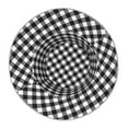 thumbnail image 2 of Daiia Black White Plaid Pattern Bucket Hat - Trendy Cotton Sun Hat for Beach, Golf, Fishing - Fun Outdoor Vacation Boonie for Men and Women, 2 of 9