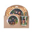 thumbnail image 1 of Juego de vajilla para niños 5 uds., Cuenco de dibujos animados de fibra de bambú para bebés, juego de vajilla para animales, taza para niños pequeños, cuchara, tenedor kenally JJ15200-08, 1 of 3