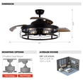 thumbnail image 2 of Parrot Uncle 52-inch Retractable Ceiling Fan with Lights and Remote, Matte Black Industrial Cage Fandelier, 2 of 12