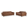 thumbnail image 3 of 3-piece Contemporary Sofa Loveseat and Chair Living Room Set with Adjustable Headrest, Brown, 3 of 7