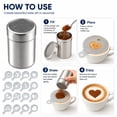 thumbnail image 4 of 16 Piece Coffee Stencil Set with Stainless Steel Powder Shakers for Latte, Cappuccino and Cupcake Decoration, TIKA, 4 of 7