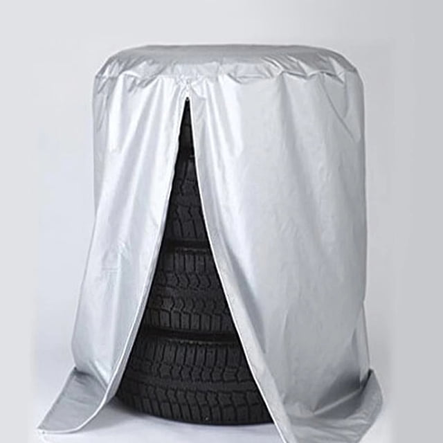 FESTFENDS Plated Silver Silk Polyester Wheel Tire Cover for Rv Trailer Truck Durable Sunproof Zipper Protective Cover