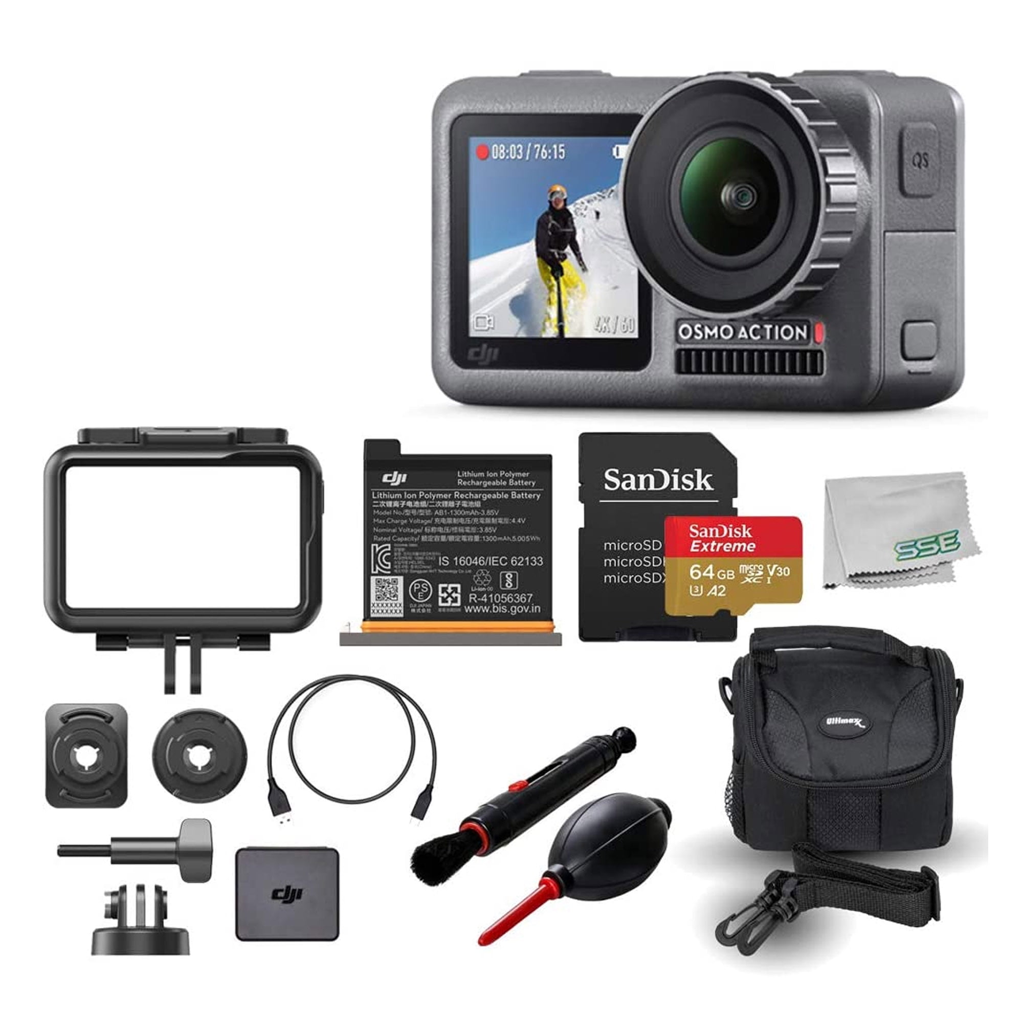 DJI Osmo Action 4K HDR Waterproof Camera Must-Have Bundle