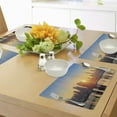 thumbnail image 4 of Ambesonne City Place Mats Set of 4, Tranquil Sunrise Midtown, Standard Size, Pale Blue Peach Tan, 4 of 6