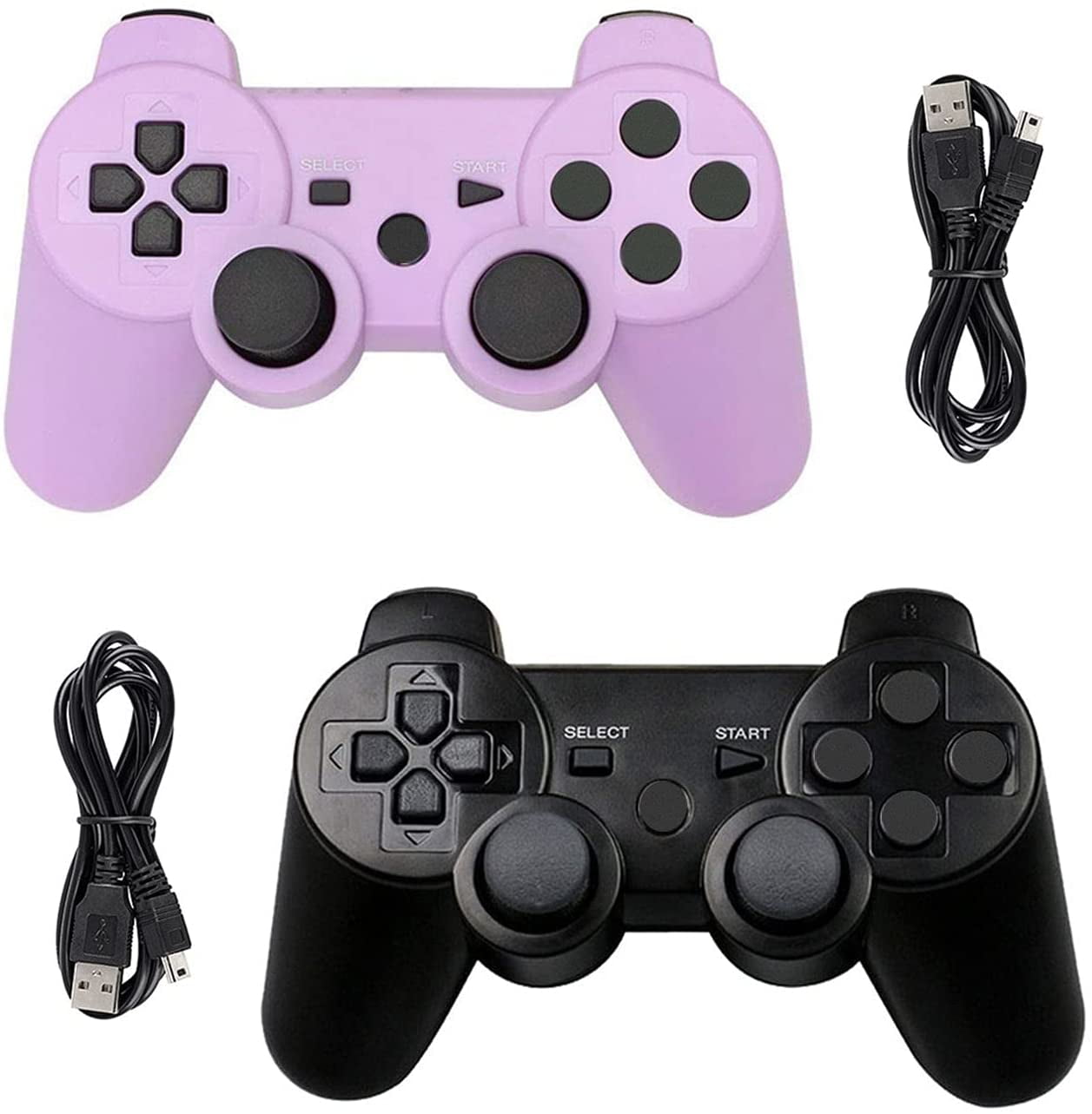 2 Pack Wireless Bluetooth Game Controller for PS3,Gamepads for PlayStation 3 Black+Black 