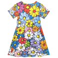 thumbnail image 2 of FORMRS Girls Short Sleeve Dress Summer Casual Round Neck A-line Beach Sundress, Sizes 2T-8T, Floral Fiesta, 2 of 8