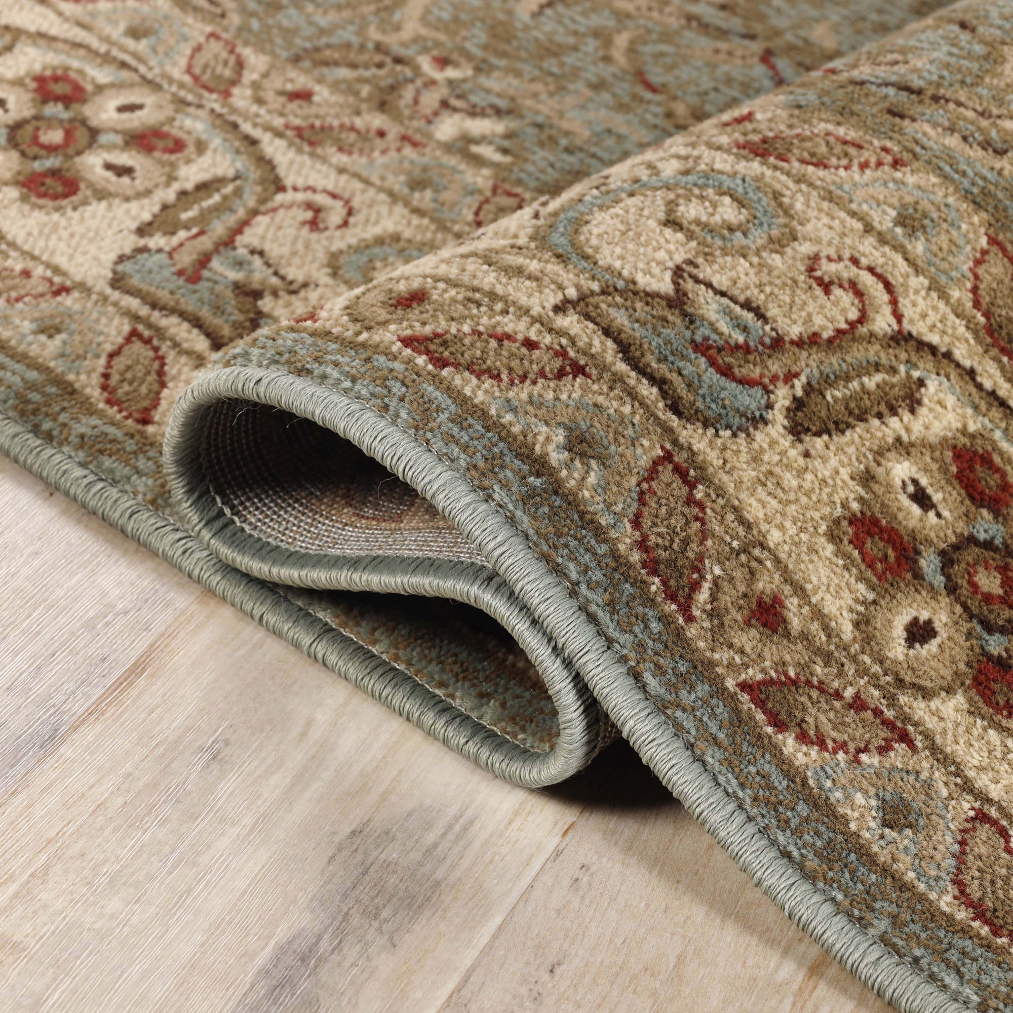 BNM Floral Scroll Vines Indoor Area Rug, 8' x 8', Green