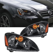 Nilight Headlight Assembly Compatible with 2002 2003 2004 Nissan Altima Black Housing Amber Reflector Clear Lens Headlights Replacement Driver and Passenger Side