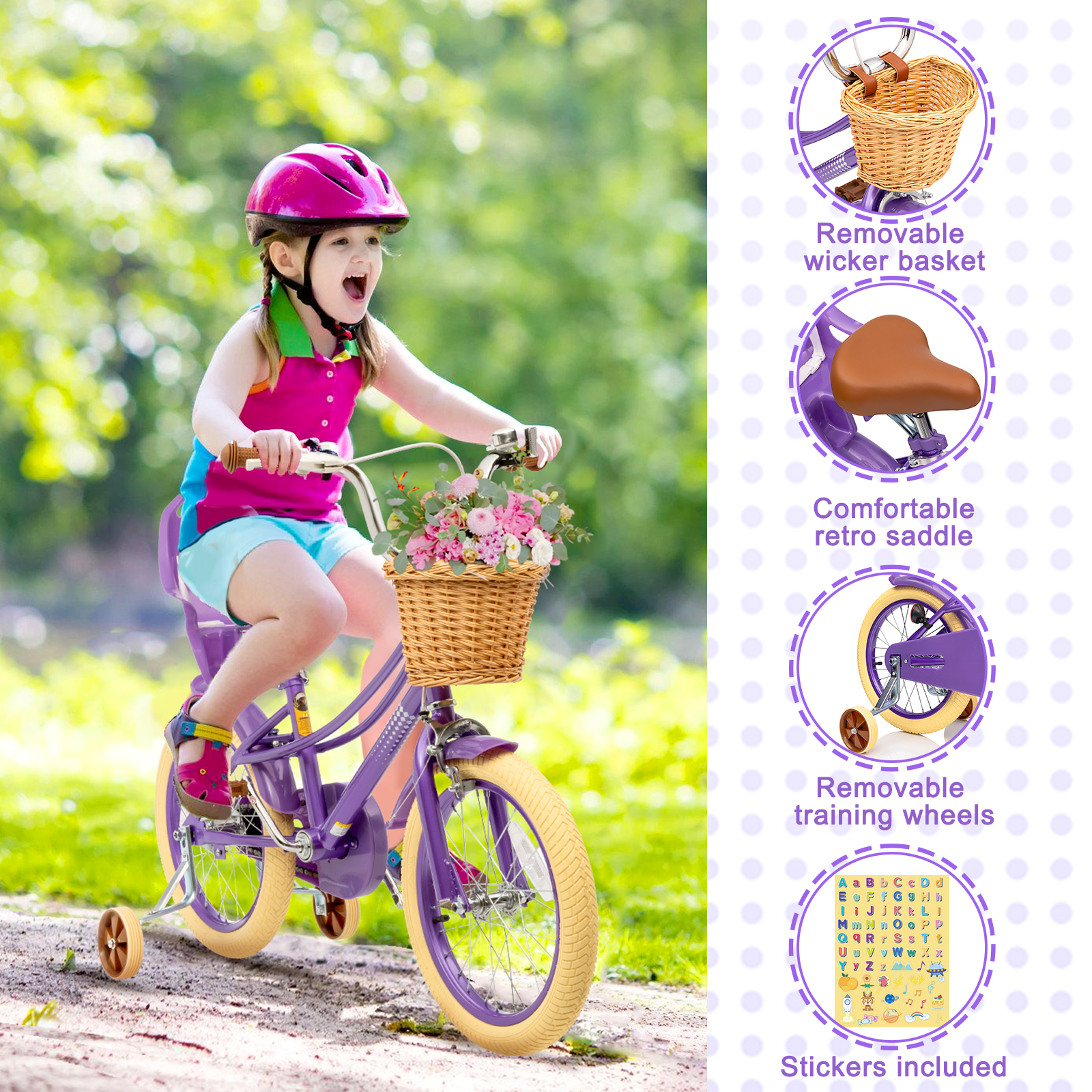 XJD Girls Bike with Training Wheels, 12-20 Inch photo 8