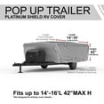 thumbnail image 2 of Platinum Shield Weatherproof RV Cover Compatible with Pop Up Trailer RV 14' - 14' Long - Outdoor - Protect from Water, Snow, Sun - Fleece Lining - Includes Cable Lock, Storage Bag & Wind Straps, 2 of 6