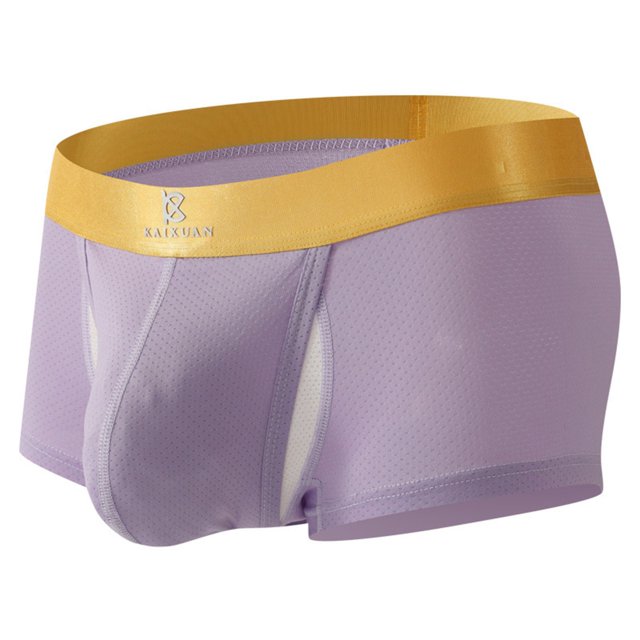 LIUJUNSHOP Men's Summer Ice Silk Side Opening Breathable Thin Underwear with Space Separation Technology XL Light Purple