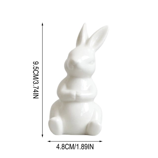 SLYNSHome Easter Bunny Decorations Mini Ceramic Rabbit Figurine Decor Vintage Bunny Figurine Spring Easter Home Decor