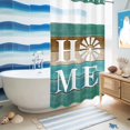 thumbnail image 5 of No Hook Shower Curtain with Built-in Rings - Vintage Windmill HOME Washable Waterproof Fabric Bathroom Curtains for Hotel,Rentals, Stall 54 X 78 Inch , Turquoise Brown Farmhouse Wood, 5 of 9
