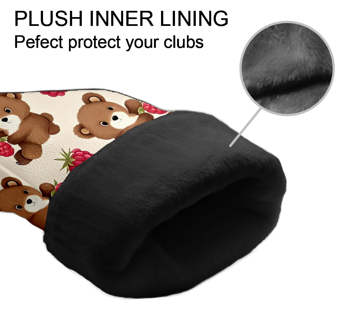 Golf Club Covers, Brown BearBerry Premium PU Leather Driver Hybrid Putter Head Covers with Velvet Lining, Waterproof Golf Gifts for Men Women